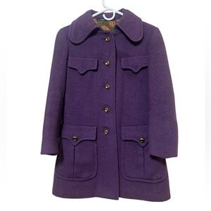 Lodenfrey vintage purple wool pea coat with gold buttons Made in Austria